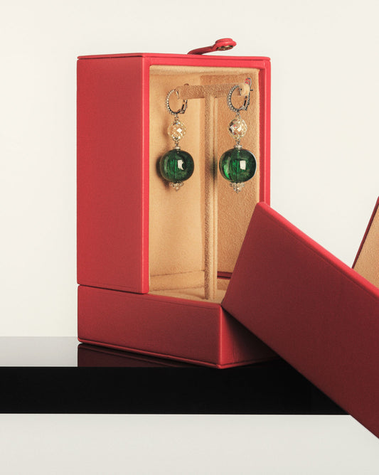 EMERALD AND DIAMOND EARRINGS