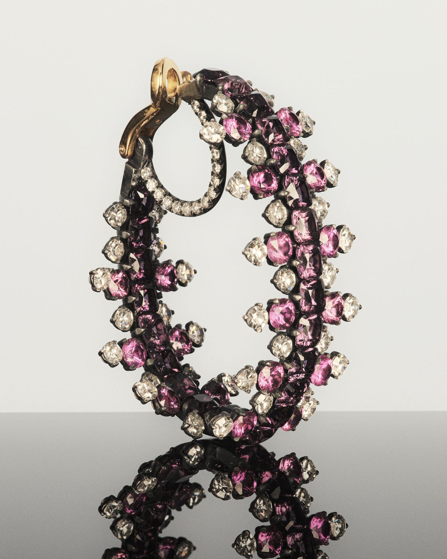COLORED SAPPHIRE AND DIAMOND HOOP EAR CLIPS