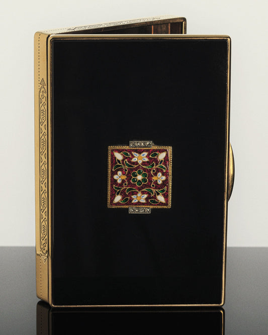 ONYX, ENAMEL, AND DIAMOND BOX