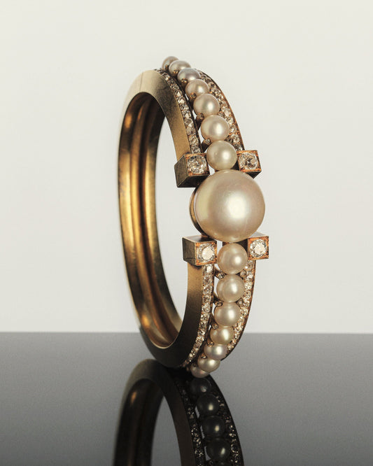 NATURAL PEARL AND DIAMOND BRACELET