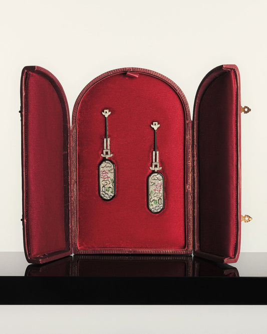 ART DECO CHINOISERIE EAR PENDANTS