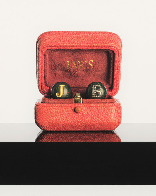 BLOODSTONE, GOLD, AND DIAMOND CUFFLINKS