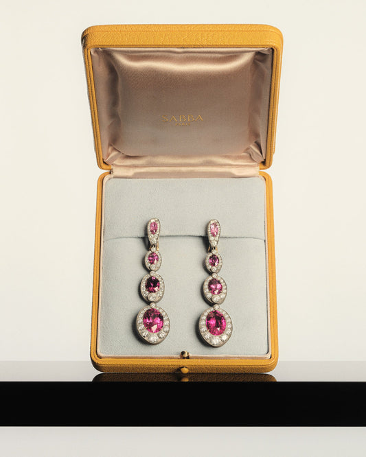 RUBELLITE AND DIAMOND EAR PENDANTS